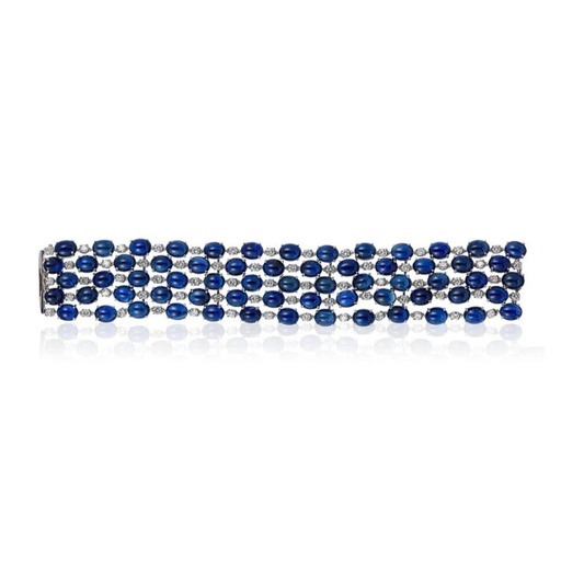 [B-DMN2779] White Gold Caria Sapphire Bracelet