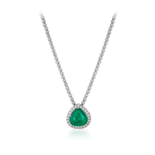 [N-CDZ169] White Gold Carla Emerald Necklace