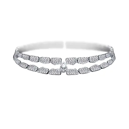 [CSK-O2R?FM06#211] Skin Double Row Full Pavé Diamond Choker