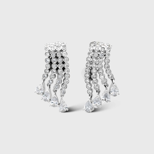 [WG.CASCADE.ER] White Gold Cascade Earrings