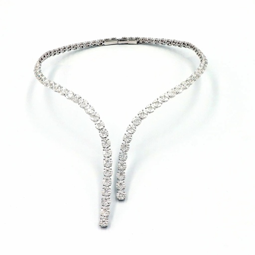 [EAN-1507] White Gold Diamond Cocktail Necklace