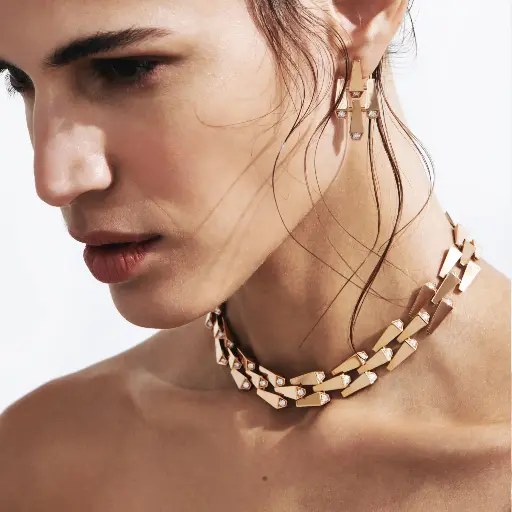[CSP-N3R?L#213] Spike 3 Row Light Pavé Diamond Necklace