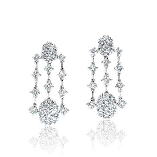 [E2714] White Gold Diamond Drop Earrings