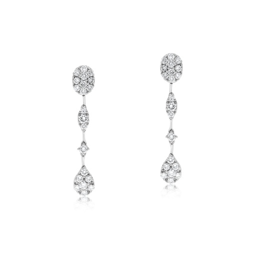 [E4059] White Gold Diamond Drop Earrings