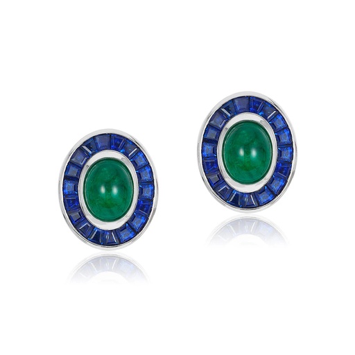 [E4524] White Gold Dorinda Emerald Earrings