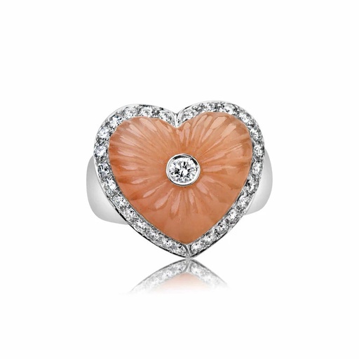 [R3313] White Gold Eosite Heart Shape Ring