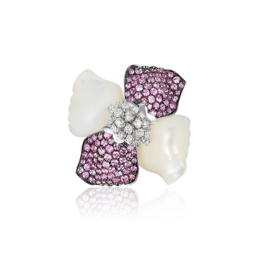 [R-PDA315-2] White Gold Galassia Bloom Ring
