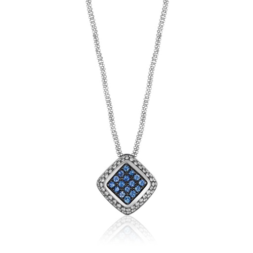 [N1138] White Gold Galassia Blue Sapphire Pendant