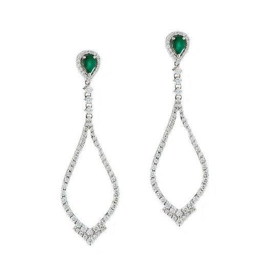 [E-CDZ340-1] White Gold Garden Of Eden Diamond Drop Earrings