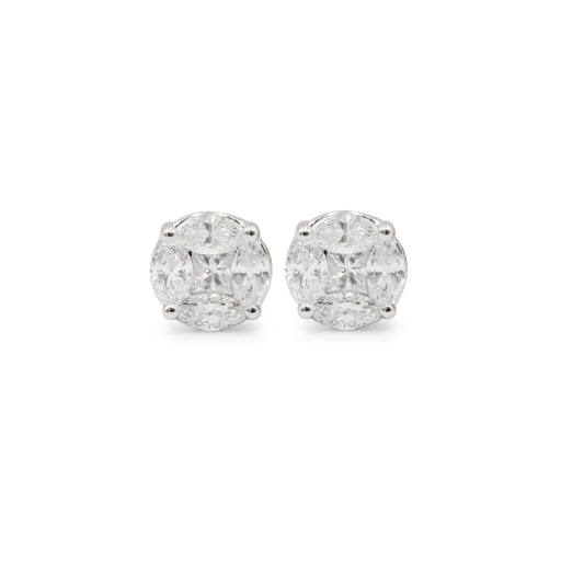 [EAER-1482.10] White Gold Illusion Diamond Stud Earrings