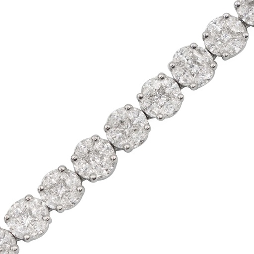 [EABR-1308] White Gold Illusion Tennis Bracelet