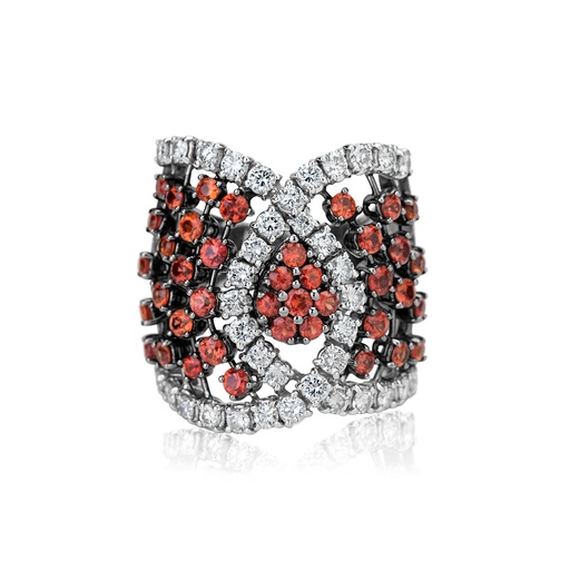 [R4071] White Gold Orange Sapphire Ring