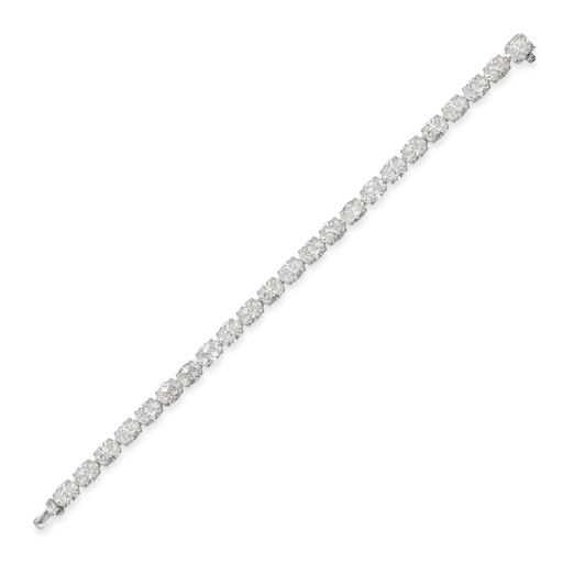 [RABR-11319] White Gold Oval Diamond Tennis Bracelet
