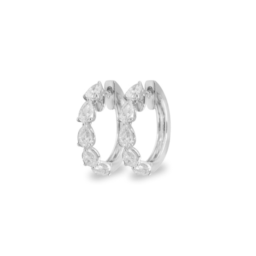 [EAER-1836] White Gold Pear Shape Hoop Earrings
