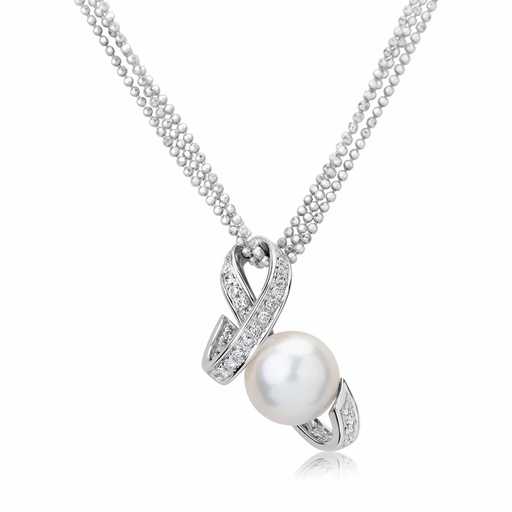 [N362] White Gold Pearl Drop Pendant
