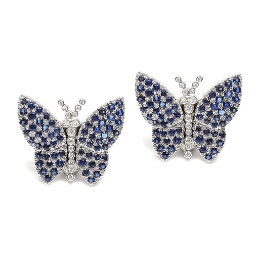 [E-CDZ314] White Gold Primavera Butterfly Earring