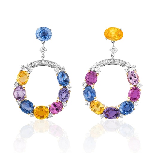 [E-CDZ299] White Gold Princessa Circus Earrings