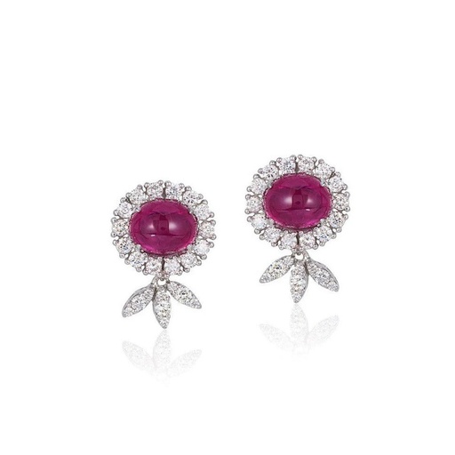[E-CDZ204] White Gold Rana Flora Earrings