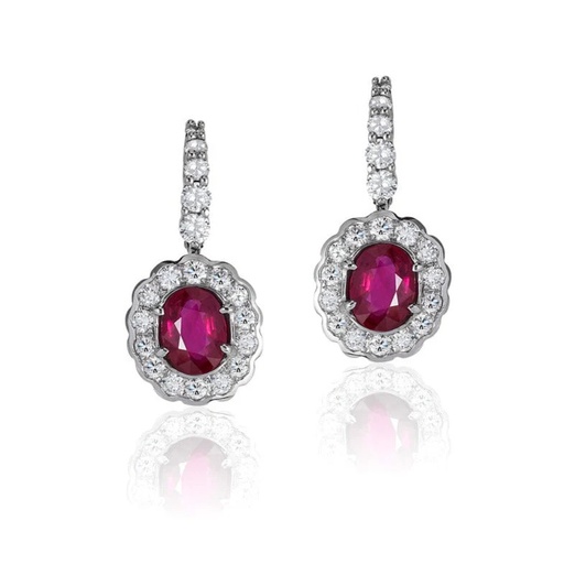 [E-CDZ131] White Gold Shadi Ruby Earrings