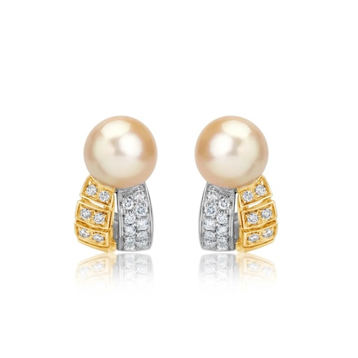 [E268] White Gold Sole Pearl Stud Earrings
