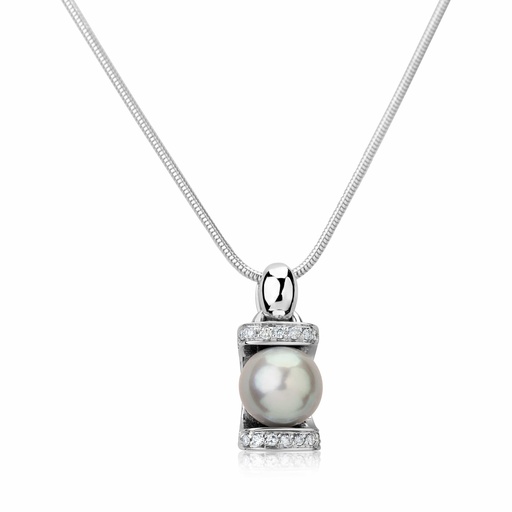[N1163] White Gold Tahitian Pearl Drop Pendant