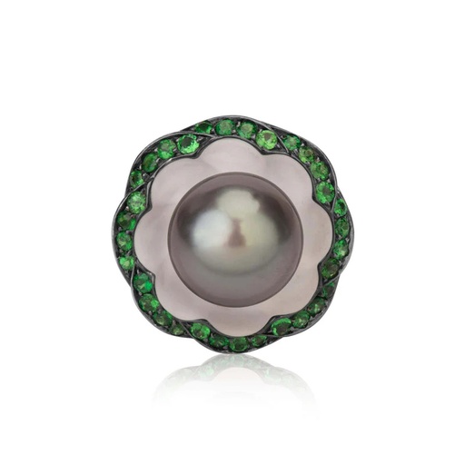 [R1322] White Gold Tsavorite Ring