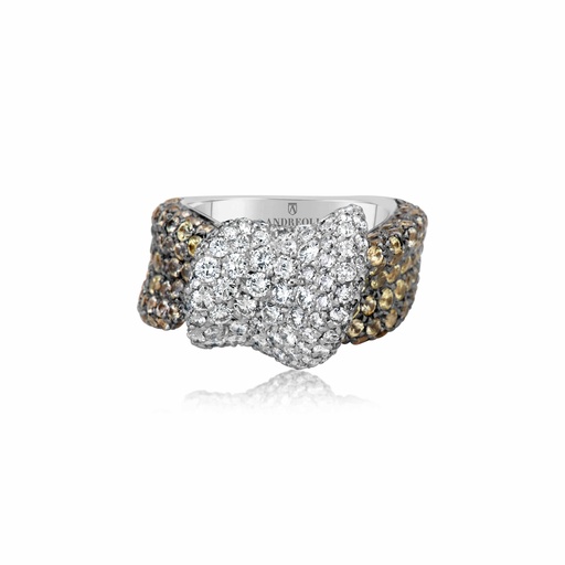 [R3466] White Gold Yellow Sapphire And Diamond Ring