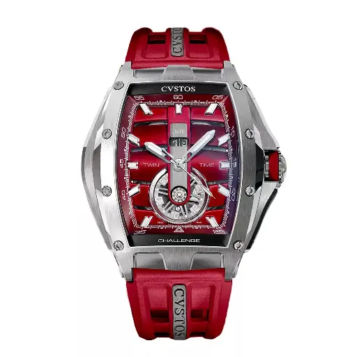 [A01108.4108001#2282] Twin-Time Steel Bordeaux Dial - 41mm