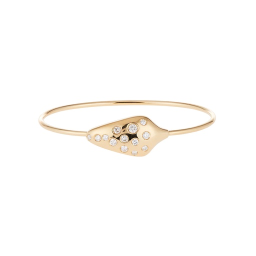 [B-1C2925-4] Yellow Gold Diamond Studded Bangle