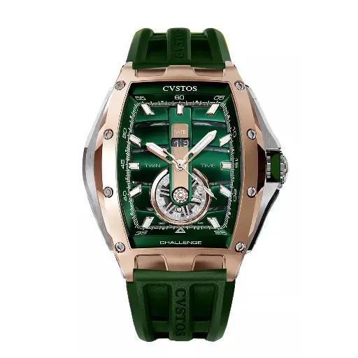 [A01108.4127001#2284] Twin-Time Rose Gold Green Dial - 41mm