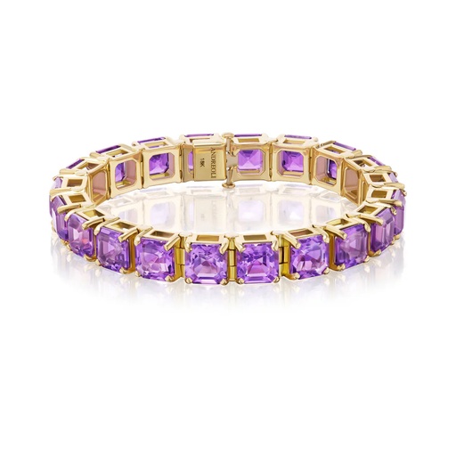 [B-CDZ451] Yellow Gold Elettra Amethyst Bracelet