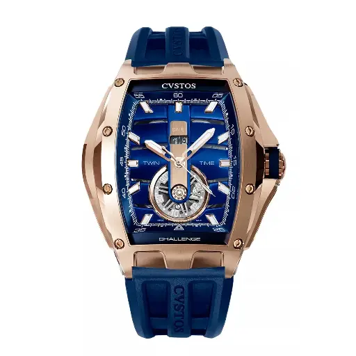 [A01108.4123001#2287] Twin-Time Rose Gold Blue Dial - 41mm