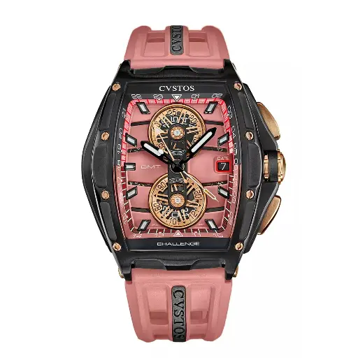 [B01110.4108001#2292] Chrono GMT Black Steel/Salmon - 41mm