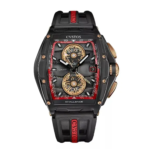 [B01110.4102002#2294] Chrono GMT Black Steel/Red Dial - 41mm