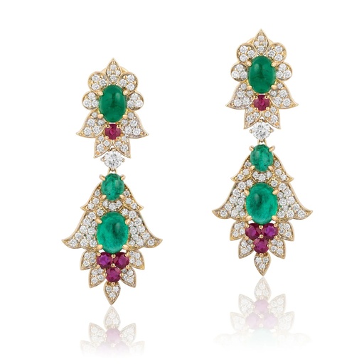 [E-CDZ331] Yellow Gold Fantasia Flora Earrings