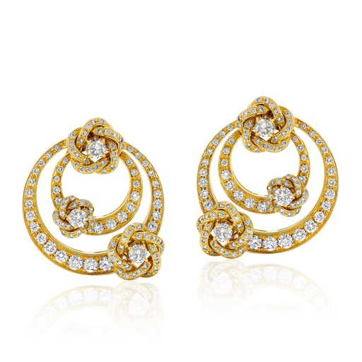 [E5954] Yellow Gold Flora Gold Earrings