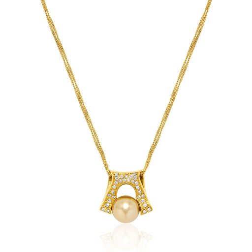 [N367] Yellow Gold Golden Pearl Drop Pendant