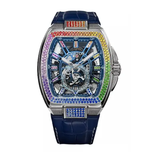 [F00103.4216002#2308] Metropolitan PS Titanium/SQLT Blue Dial/Rainbow - 42mm