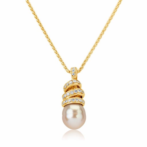 [N1142] Yellow Gold Pearl Drop Pendant