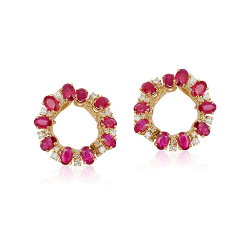 [E-CDZ194-1] Yellow Gold Ryna Ruby Earrings