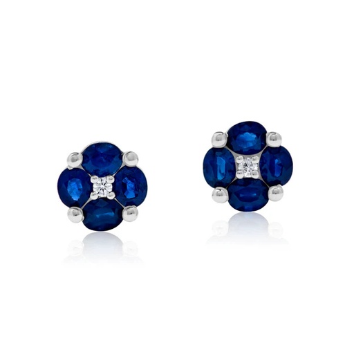[E-CDZ211] Yellow Gold Sapphire Flora Earrings