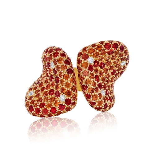 [R5997] Yellow Gold Sole Orange Sapphire Open Ring