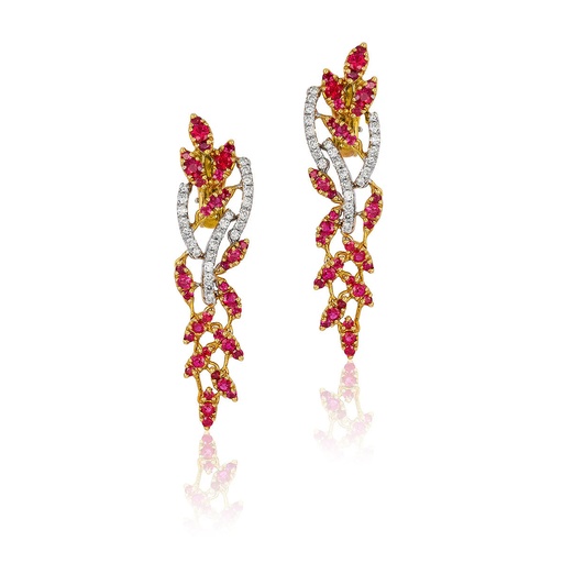 [E4833] Yellow Gold Viviere Vine Earrings