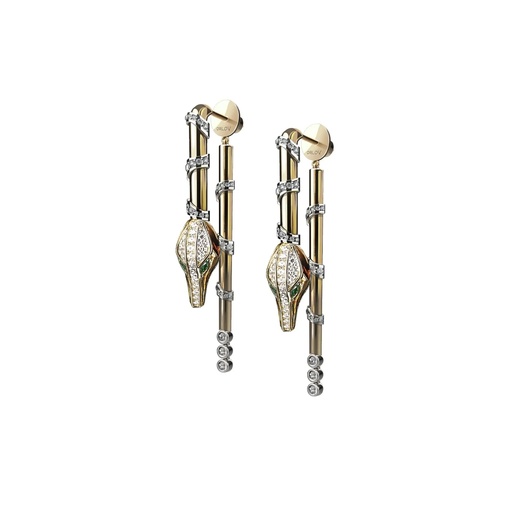 [CCC-EDRYHM] Caresse de Croco Drop Diamond Earrings - Yellow Gold