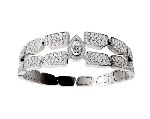 [CSK-B2R?F06#240] Skin Double Row Full Pavé Diamond Bracelet