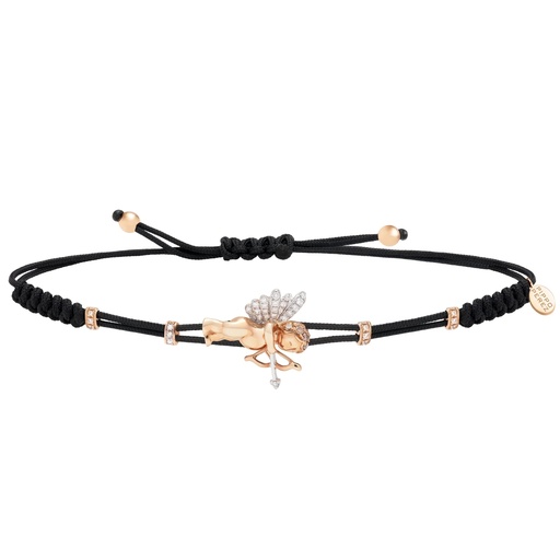 [B631R] Rose Gold Cupid Cord Bracelet Diamond