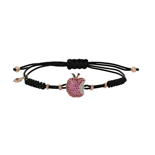 [B006RU.M.X] Rose Gold Bitten Apple Cord Bracelet Diamond Ruby