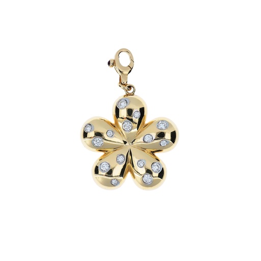 [P779XXL.D] Rose Gold Flower Charm Pendant Diamond