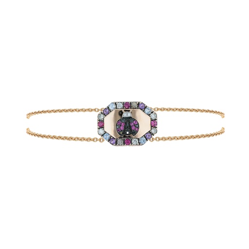 [B951MIX.105RU#2430] Rose Gold Ladybird Shield Bracelet