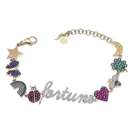 [B255.FORTUNE] Rose Gold Fortune Chain Bracelet Diamond Ruby Tsavorite Blue Sapphire
